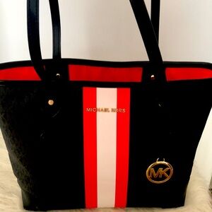 Michael Kors Black and Red Tote Bag